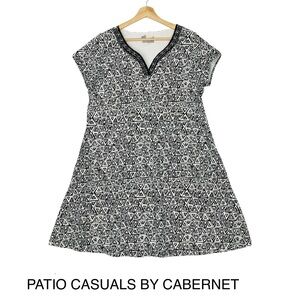Patio Casual by Cabernet Dress Short Sleeves Black and White Geo Print Medium